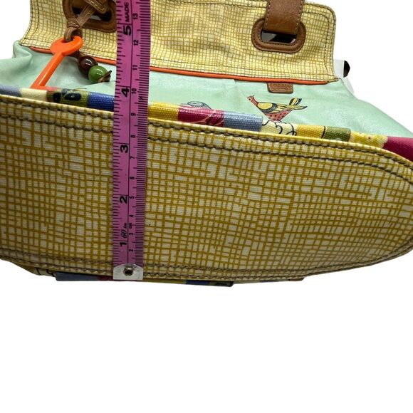 Fossil Womens Key Per Bird City ZB457 Coated Canvas Shoulder Handbag Purse - Picture 12 of 16